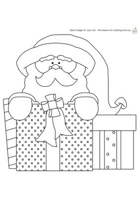 Christmas Present Santa Digital Stamp