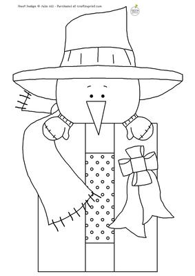 Christmas Present Snowman Digi Stamp