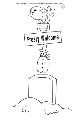 Frosty and Bird Welcome Sign Digi Stamp