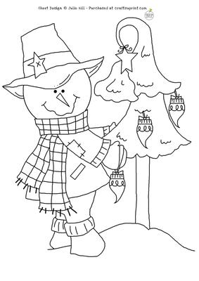 Frosty the Snowman and Tree Digi Stamp