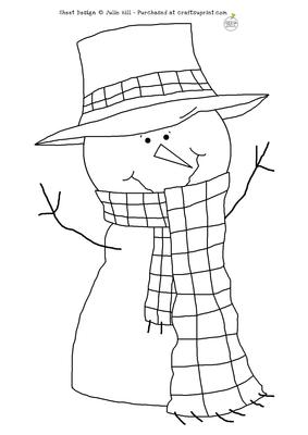 Snowman in a Hat and Scarf Digi Stamp