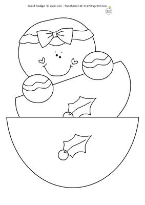 Ginger Cookie in Holly Cups Digi Stamp