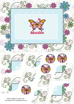 Flowers and Adorable Butterfly Corner Stacker
