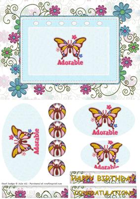 Flowers and Adorable Butterfly Oval Pyramid