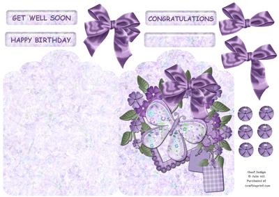 Purple Butterfly Frame Scallop Top Card
