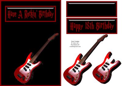 Rockin Red Guitar Birthday Card