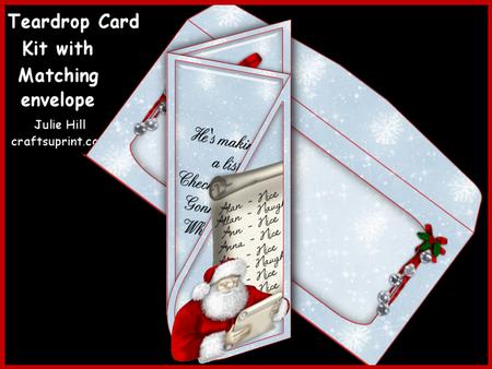 Santas Checking His List Teardrop Card Kit