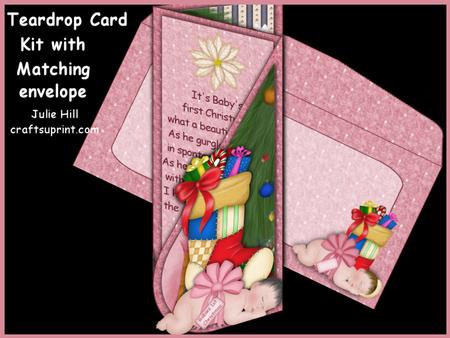 Baby Girl 1st Christmas Teardrop Card Kit