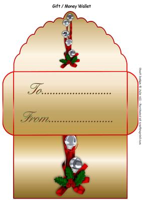 Jingle Bells Gold Christmas Money Gift Wallet