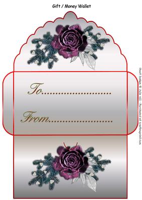 Christmas Rose Silver Money Gift Wallet