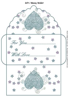 Teal Heart Gift Money Wallet