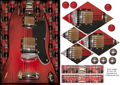 Rock Guitar Diamond Pyramid Card Sheet