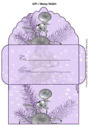 Silver on Purple Ornament Money Gift Wallet