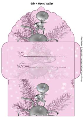 Silver on Pink Ornament Money Gift Wallet