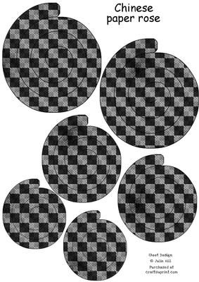 Black and White Squares Chinese Paper Roses Sheet