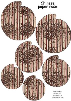 Coffe Bean Stripes Chinese Paper Roses Sheet