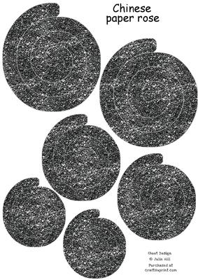 Black Glitter Chinese Paper Roses Sheet