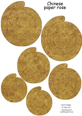 Vintage Brown Chinese Paper Roses Sheet
