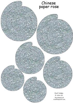 Silver Glitter Chinese Paper Roses Sheet