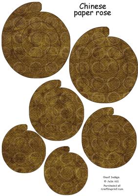 Vintage Dark Brown Chinese Paper Roses Sheet
