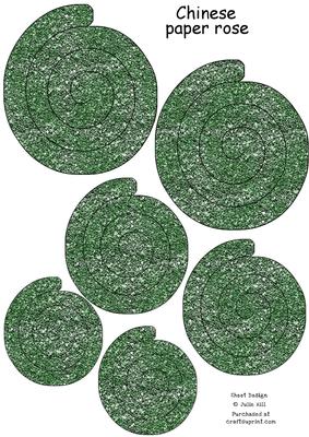Green Glitter Chinese Paper Roses Sheet