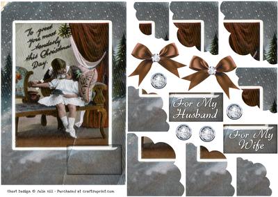 Vintage Christmas Greeting Scalloped Corner Stacker