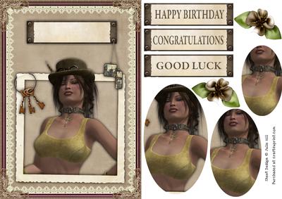 Steampunk Vintage Victorian Oval Pyramid Card Sheet