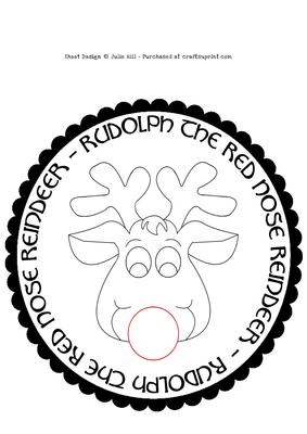 Rudolph Scallop Circle Christmas Digi Stamp