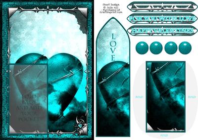 Happy Valentines Teal Bookmark Keepsake Card
