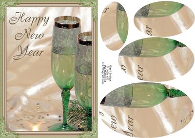 Happy New Year Oval Pyramid and Lace Card Sheet