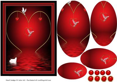 Valentine Gold Heart and Doves Oval Pyramid