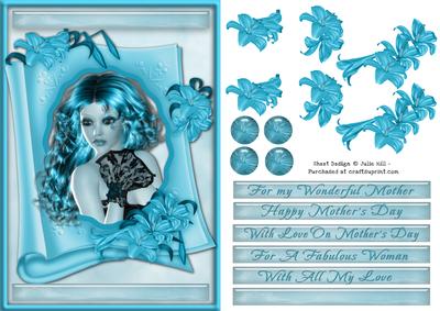 Mothers Day Framed Turquoise Lady and Lillies