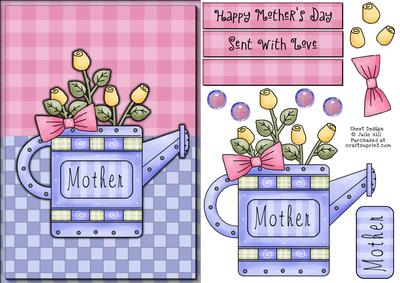 Rose Watering Can Mother's Day Card Sheet
