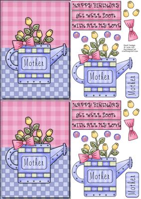 Rose Watering Can Mother C6 Card Sheet