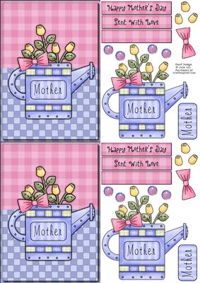 Rose Watering Can Mother's Day C6 Card Sheet