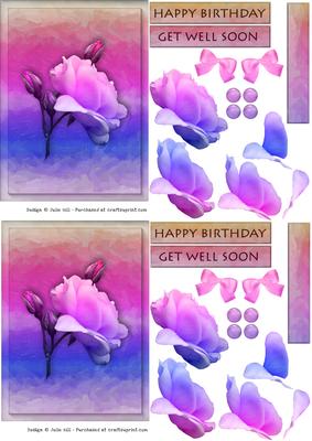 Purple Hues Rose Decoupage Birthday and Get Well C6 Card She