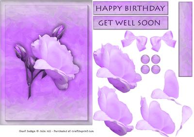 Lilac Rose Decoupage Birthday and Get Well Card Sheet