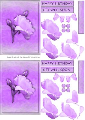 Lilac Rose Decoupage Birthday and Get Well C6 Card Sheet