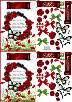 Butterfly and Roses Decoupage C6 Card Sheet