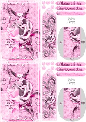 C6 Pink Rose Mothers Day Thinking of You Bookmark Keepsake