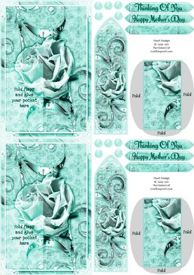C6 Green Rose Mothers Day Thinking of You Bookmark Keepsake