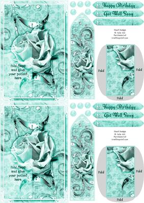 C6 Green Rose Happy Birthday Get Well Soon Bookmark Keepsake
