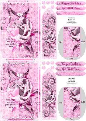 C6 Pink Rose Happy Birthday Get Well Soon Bookmark Keepsake