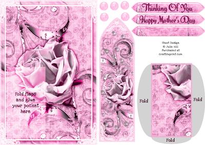 Pink Rose Mothers Day Thinking of You Bookmark Keepsake