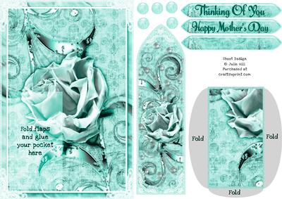 Green Rose Mothers Day Thinking of You Bookmark Keepsake