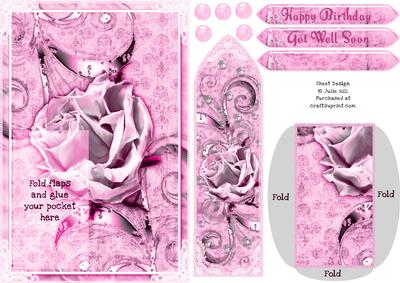 Pink Rose Happy Birthday Get Well Soon Bookmark Keepsake