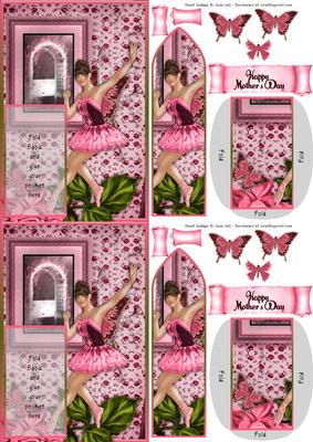 C6 Mothers Day Ballerina Butterfly Bookmark Keepsake Card