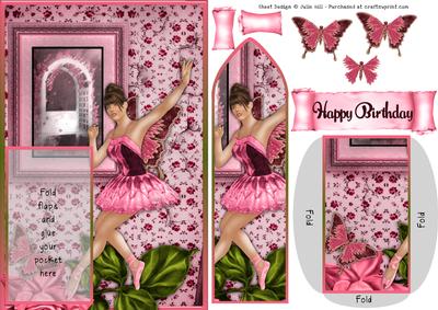 Happy Birthday Ballerina Butterfly Bookmark Keepsake Card