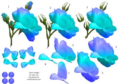 Rose in Pretty Blue Hues Decoupage