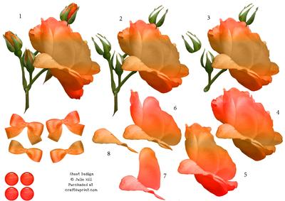 Rose in Salmon Hues 3D Decoupage